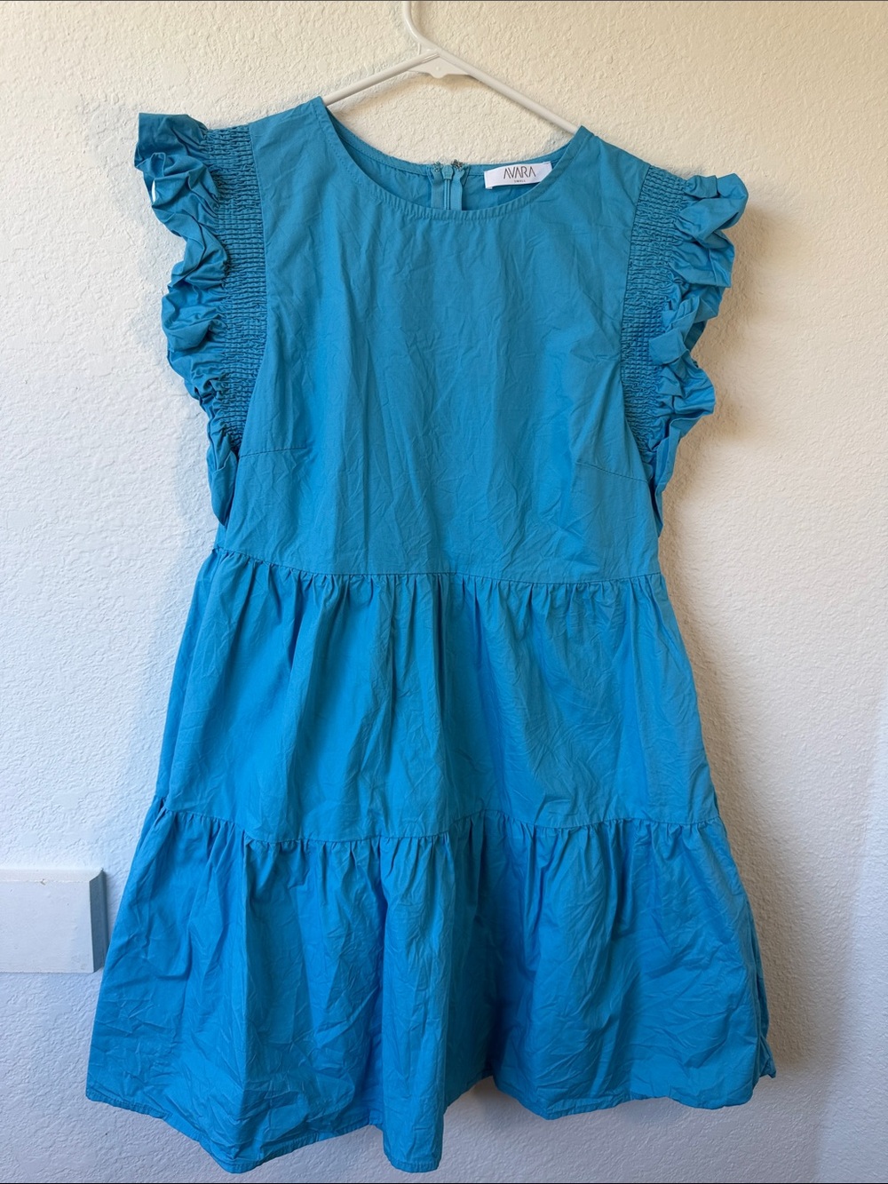 Shop Avara Blue Dress Tiered Women's Small